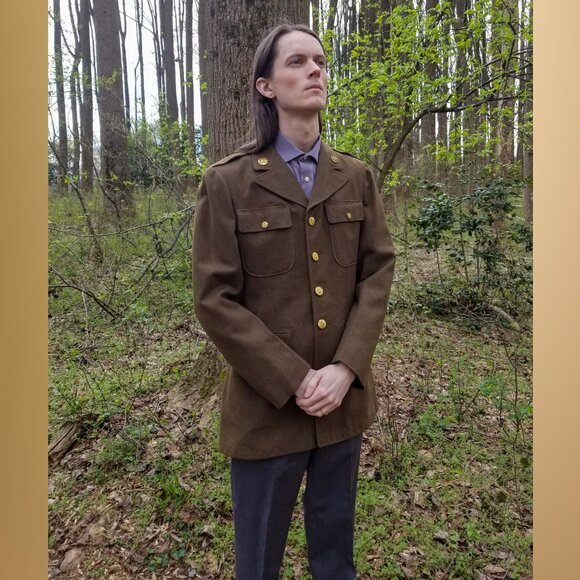 Vintage WWII 1940s USAAF Wool Dress Jacket Tunic - Picture 5 of 14